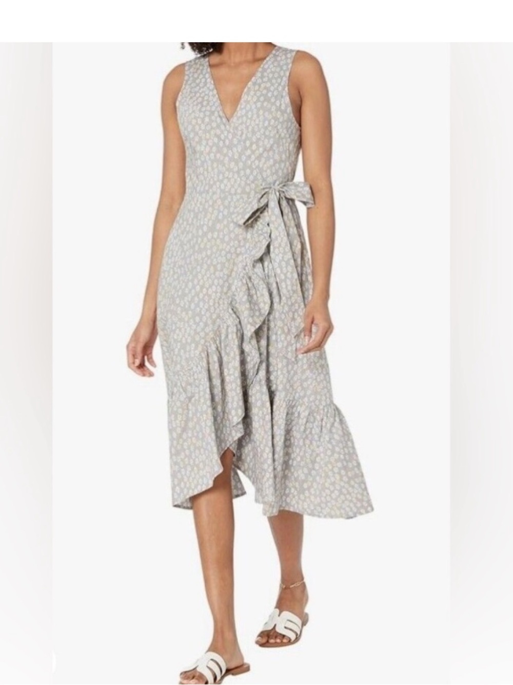 Madewell Women's Jordan Cascading Ruffle Wrap Midi Dress MEDIUM